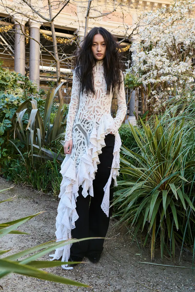 Gabriela Hearst Nimbus Crochet Lace Top in Ivory Cashmere with Custom Ruffles | Thumbnail 12 Gabriela Hearst Nimbus Crochet Lace Top in Ivory Cashmere with Custom Ruffles | Thumbnail 12