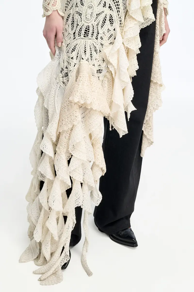 Gabriela Hearst Nimbus Crochet Lace Top in Ivory Cashmere with Custom Ruffles | Thumbnail 7 Gabriela Hearst Nimbus Crochet Lace Top in Ivory Cashmere with Custom Ruffles | Thumbnail 7