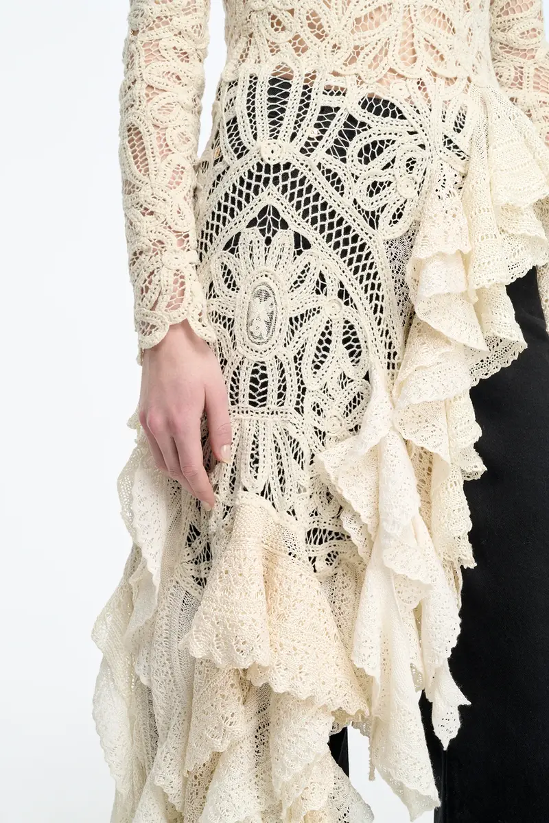 Gabriela Hearst Nimbus Crochet Lace Top in Ivory Cashmere with Custom Ruffles | Thumbnail 8 Gabriela Hearst Nimbus Crochet Lace Top in Ivory Cashmere with Custom Ruffles | Thumbnail 8