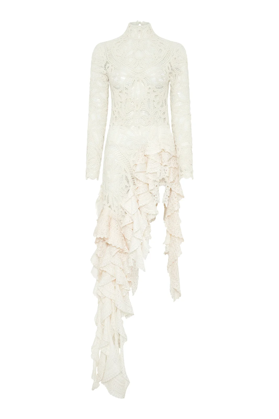 Gabriela Hearst Nimbus Crochet Lace Top in Ivory Cashmere with Custom Ruffles