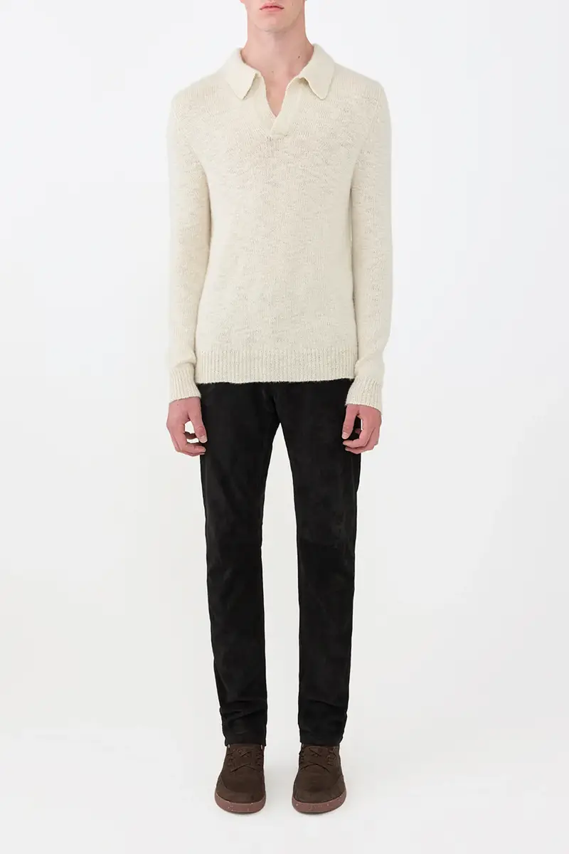 Gabriela Hearst Aled Knit Polo in Ivory Cashmere | Thumbnail 2