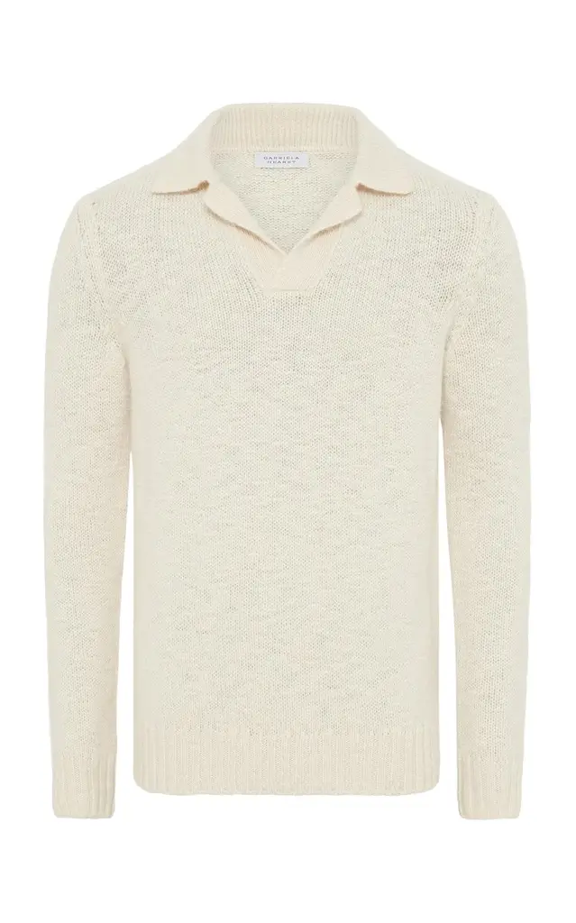 Gabriela Hearst Aled Knit Polo in Ivory Cashmere