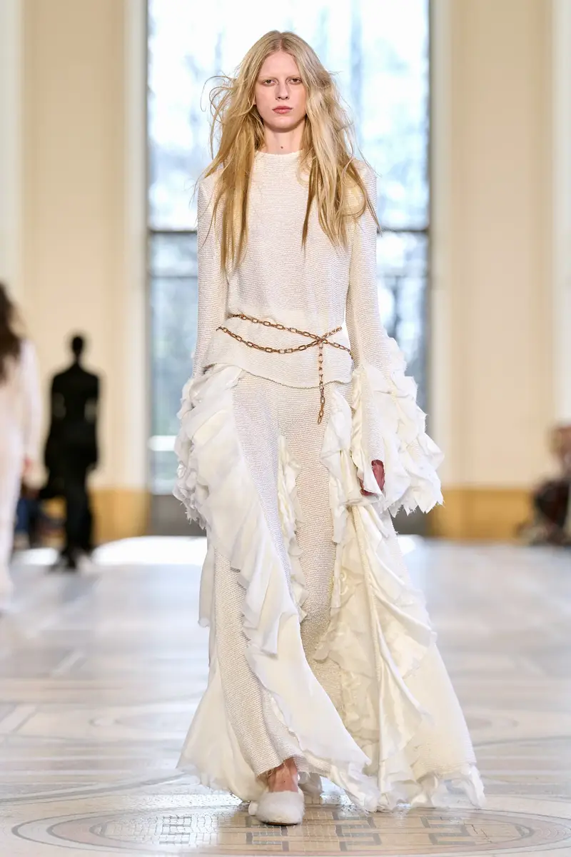 Gabriela Hearst Fawcett Top in Ivory Silk Boucle with Custom Ruffles | Thumbnail 2
