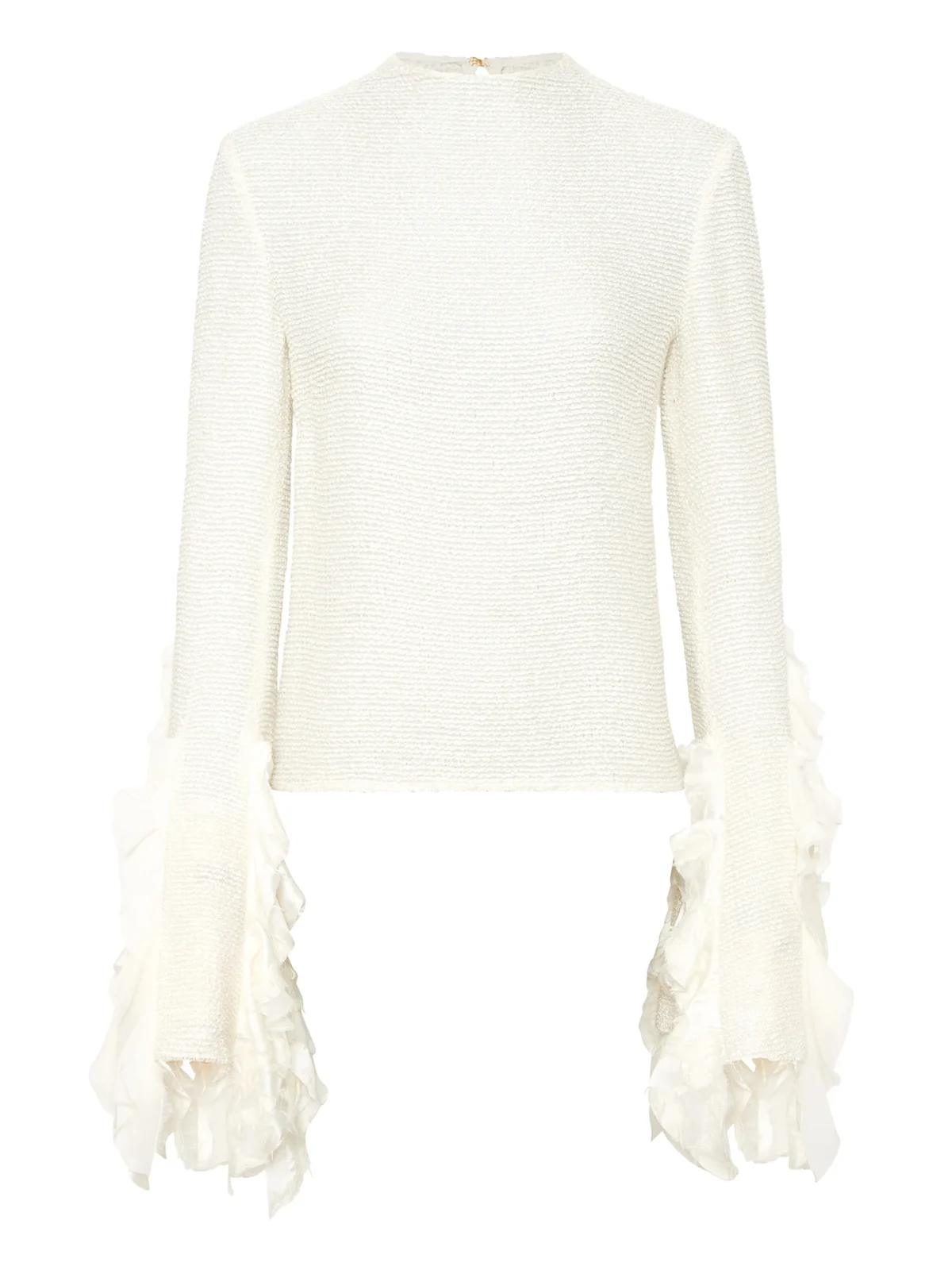 Fawcett Top in Ivory Silk Boucle with Custom Ruffles Fawcett Top in Ivory Silk Boucle with Custom Ruffles