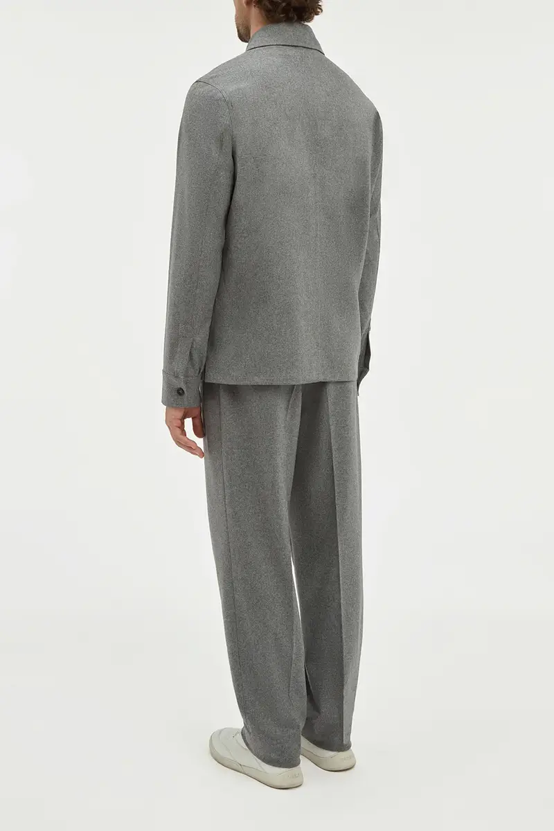 Gabriela Hearst Drew Overshirt in Smoke Wool Cashmere Flannel | Thumbnail 4