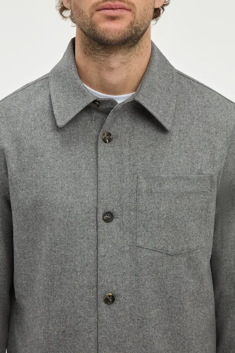 Gabriela Hearst Drew Overshirt in Smoke Wool Cashmere Flannel | Thumbnail 5