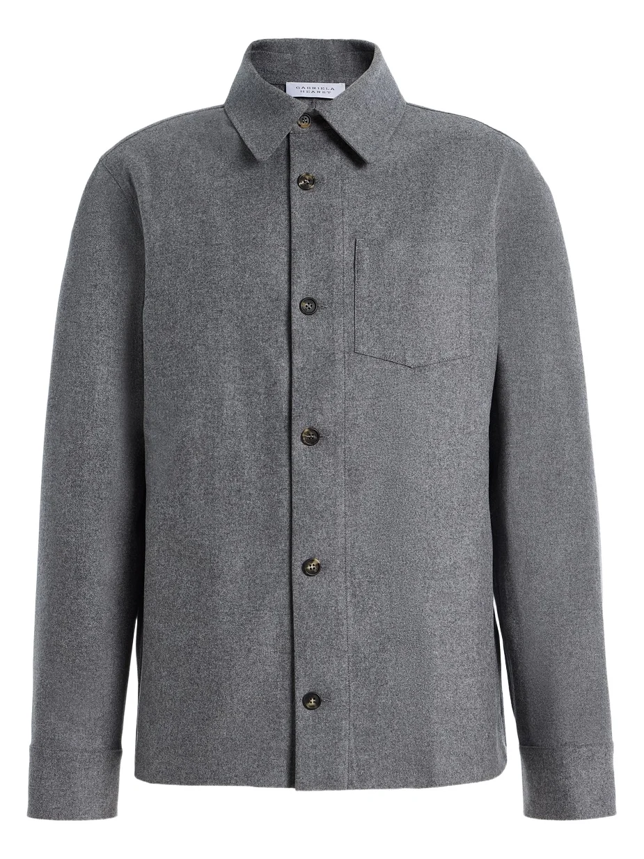 Gabriela Hearst Drew Overshirt in Smoke Wool Cashmere Flannel
