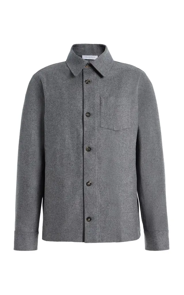 Gabriela Hearst Drew Overshirt in Smoke Wool Cashmere Flannel