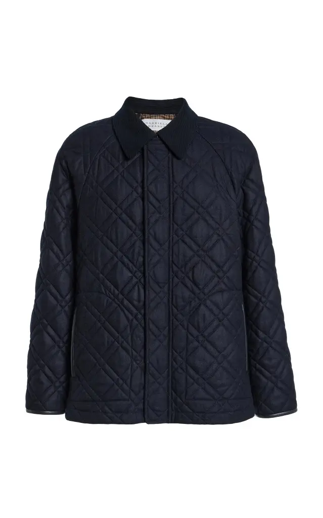 Gabriela Hearst Clarence Barn Jacket in Dark Navy Wool Cashmere Flannel