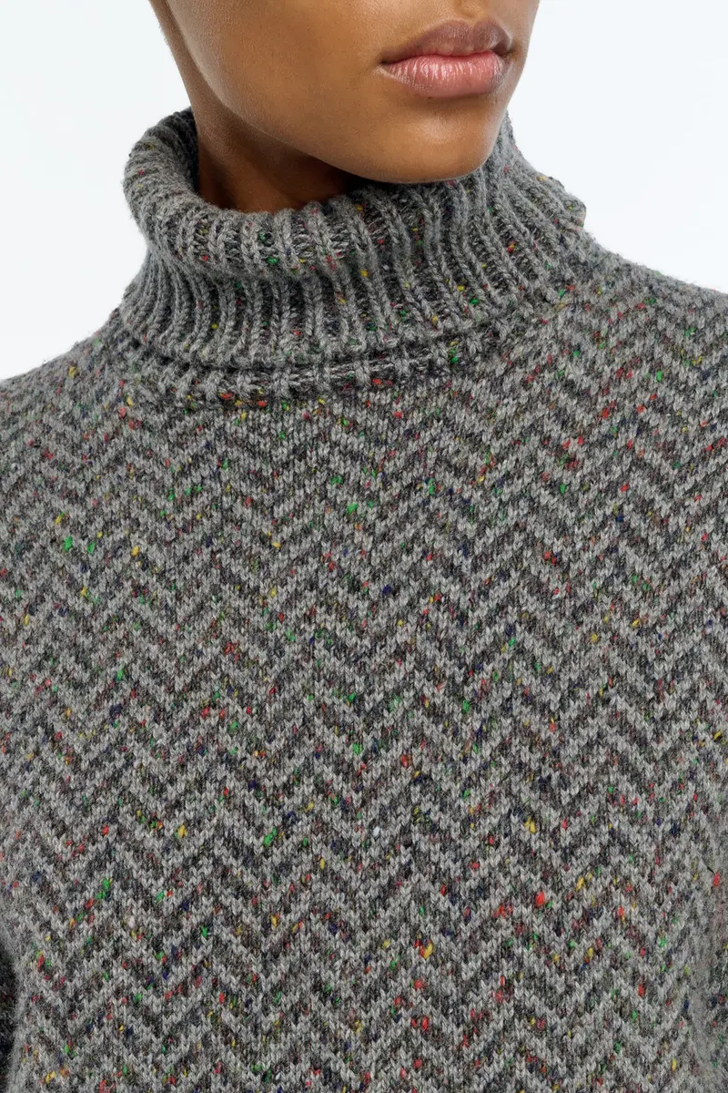 Gabriela Hearst Courtney Knit Turtleneck in Charcoal Multi Aran Cashmere Herringbone | Thumbnail 6 Gabriela Hearst Courtney Knit Turtleneck in Charcoal Multi Aran Cashmere Herringbone | Thumbnail 6
