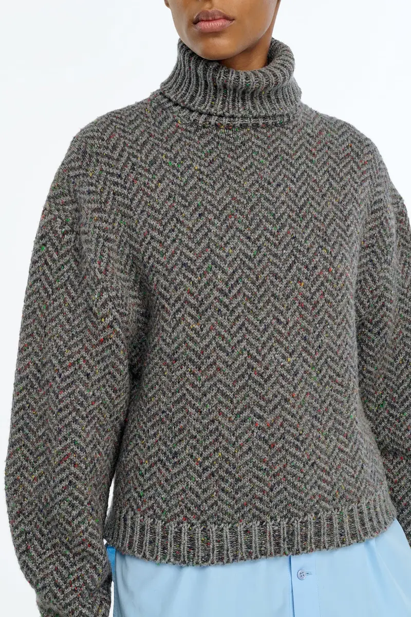 Gabriela Hearst Courtney Knit Turtleneck in Charcoal Multi Aran Cashmere Herringbone | Thumbnail 7 Gabriela Hearst Courtney Knit Turtleneck in Charcoal Multi Aran Cashmere Herringbone | Thumbnail 7