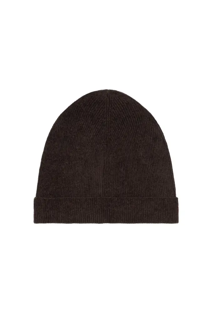 Spire Knit Beanie in Chocolate Silk