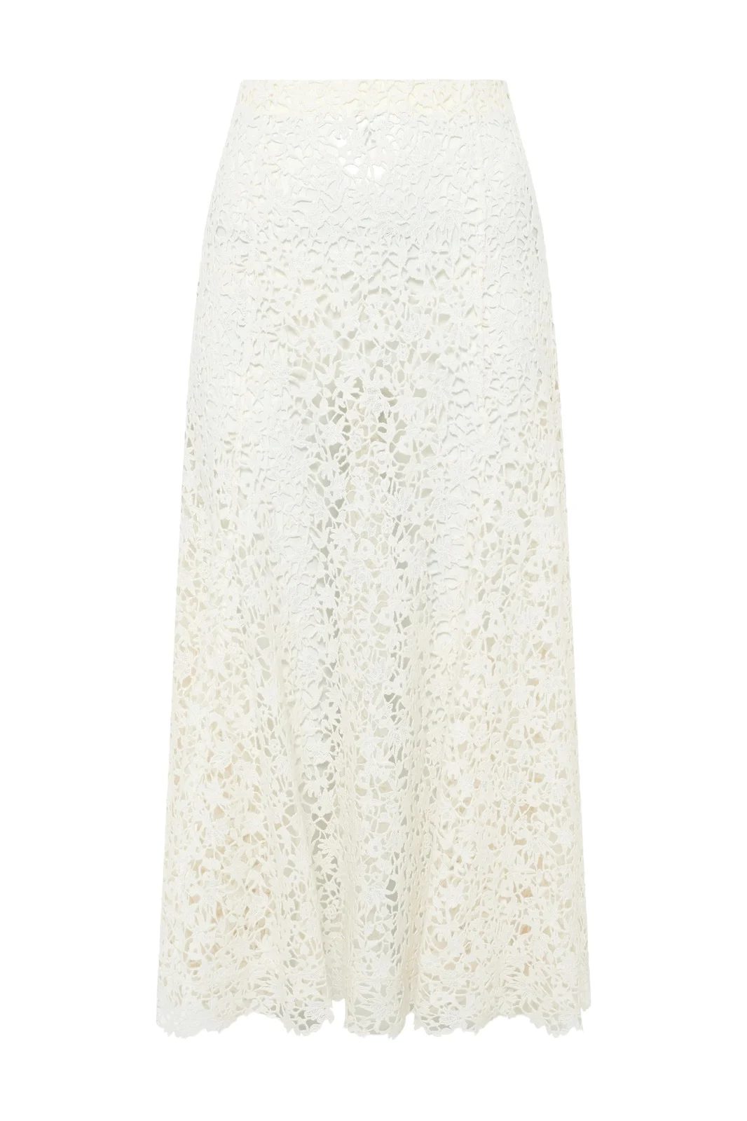 Gabriela Hearst Patterson Skirt in Ivory Floral Cashmere Lace