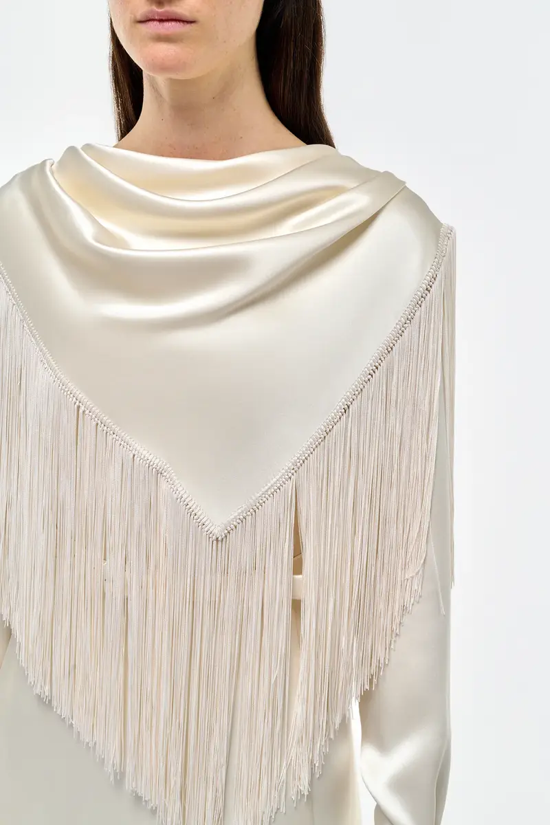 Gabriela Hearst Rouge Fringe Scarf Dress in Ivory Silk Satin | Thumbnail 5 Gabriela Hearst Rouge Fringe Scarf Dress in Ivory Silk Satin | Thumbnail 5