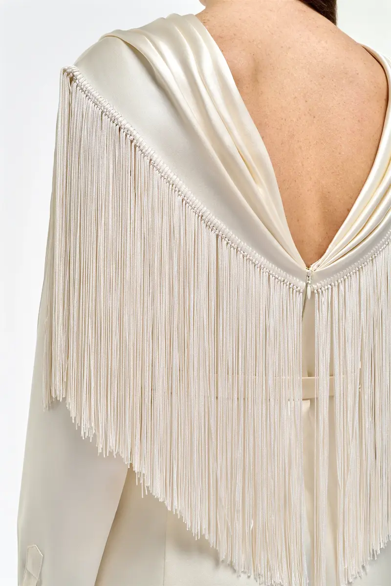 Gabriela Hearst Rouge Fringe Scarf Dress in Ivory Silk Satin | Thumbnail 6 Gabriela Hearst Rouge Fringe Scarf Dress in Ivory Silk Satin | Thumbnail 6