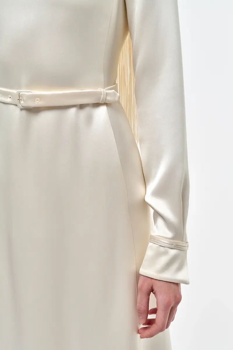 Gabriela Hearst Rouge Fringe Scarf Dress in Ivory Silk Satin | Thumbnail 7 Gabriela Hearst Rouge Fringe Scarf Dress in Ivory Silk Satin | Thumbnail 7
