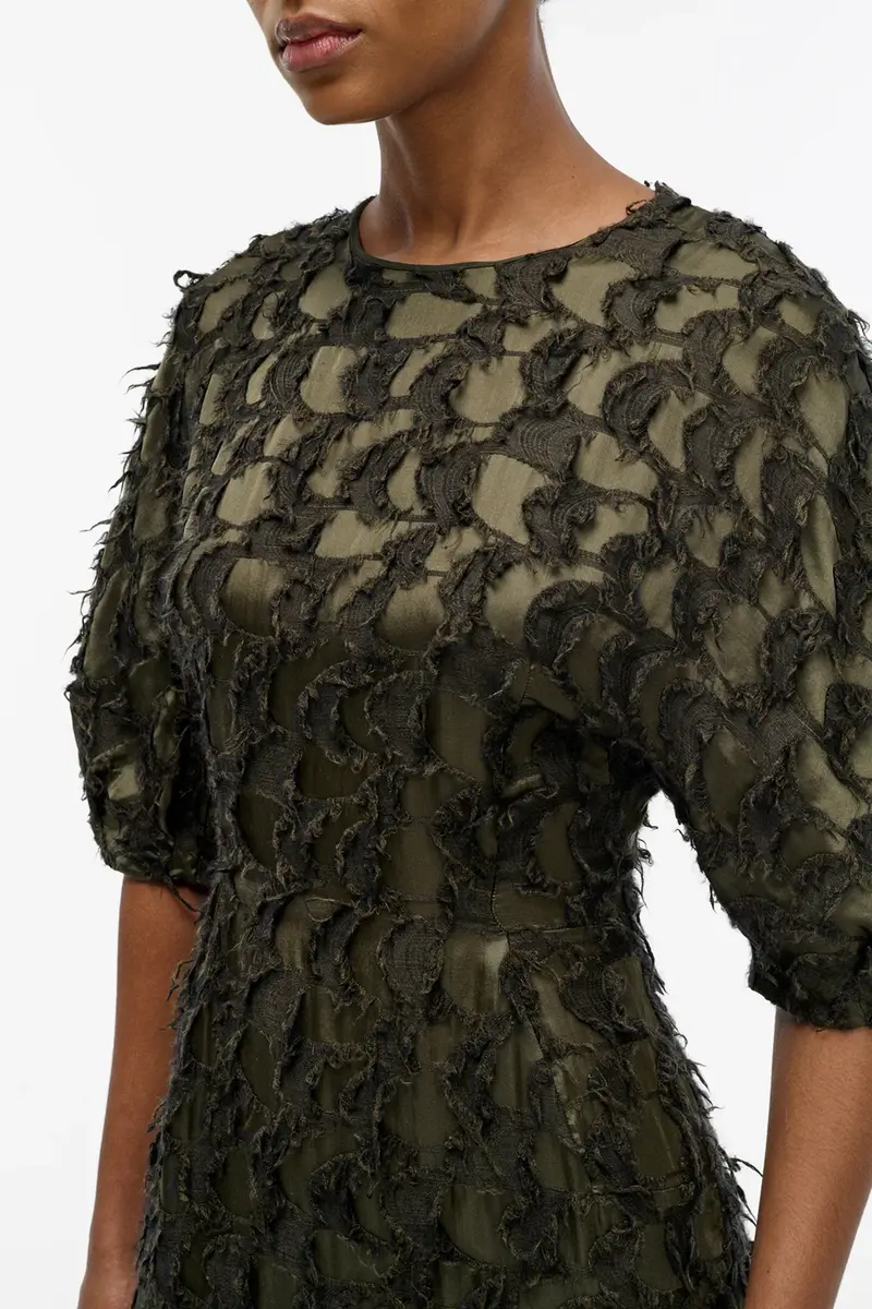 Gabriela Hearst Coretta Dress in Deep Olive Silk Wool Fil Coupé | Thumbnail 5 Gabriela Hearst Coretta Dress in Deep Olive Silk Wool Fil Coupé | Thumbnail 5