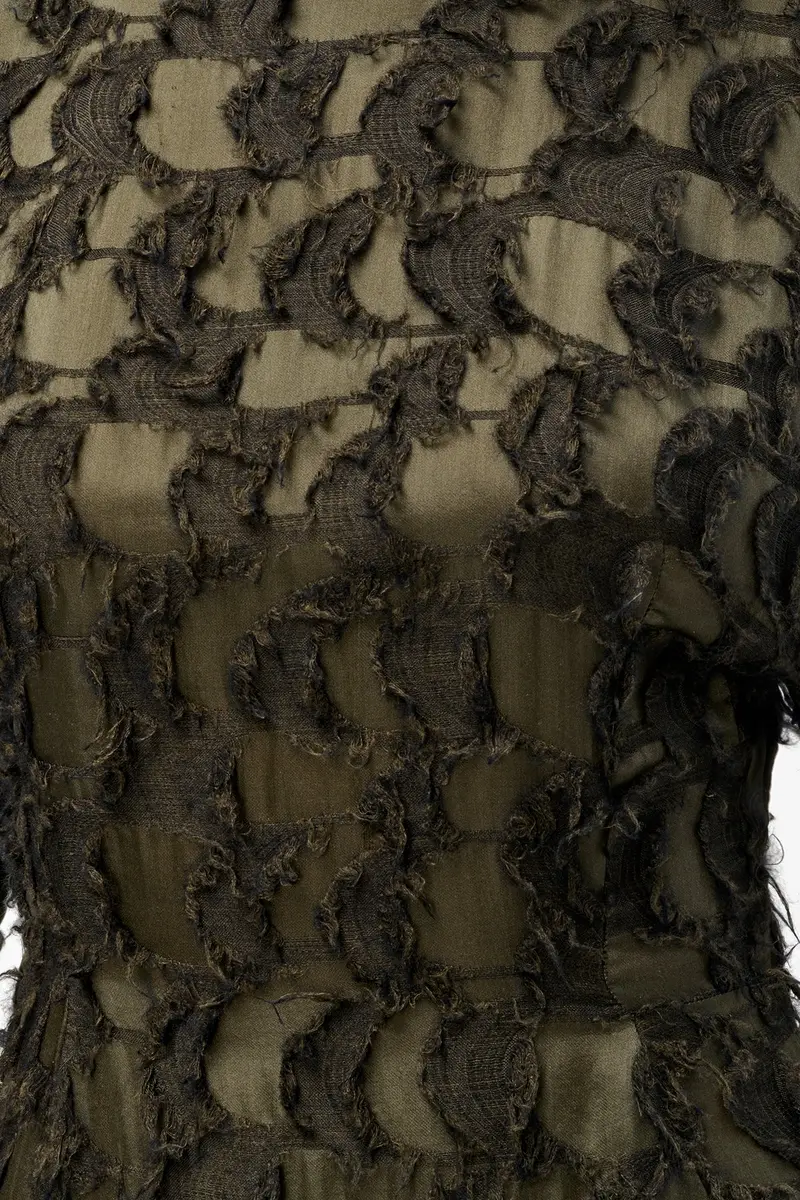 Gabriela Hearst Coretta Dress in Deep Olive Silk Wool Fil Coupé | Thumbnail 6 Gabriela Hearst Coretta Dress in Deep Olive Silk Wool Fil Coupé | Thumbnail 6