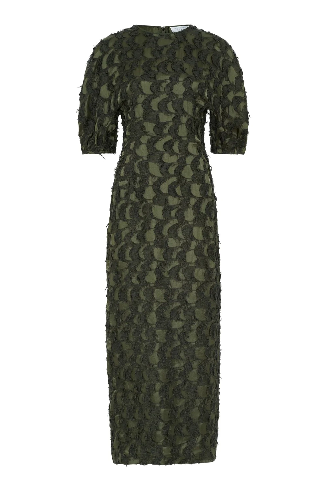 Gabriela Hearst Coretta Dress in Deep Olive Silk Wool Fil Coupé