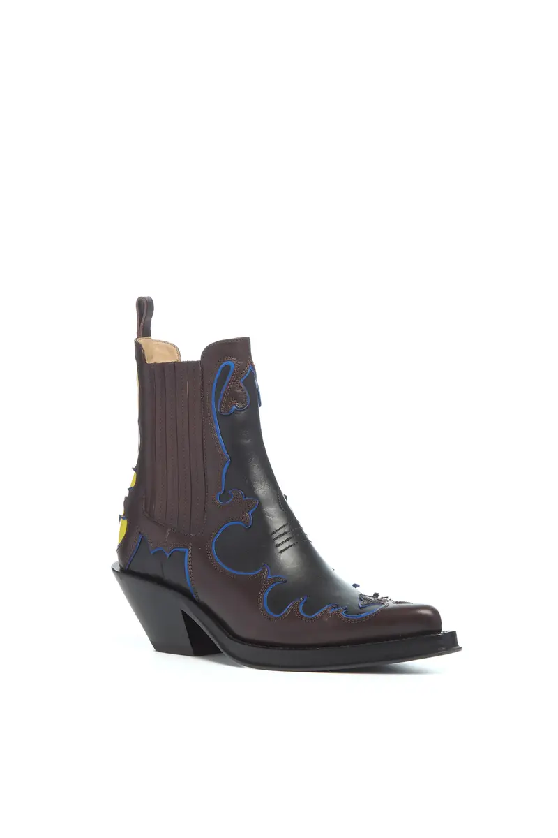 Gabriela Hearst Cassidy Cowboy Ankle Boot in Black Multi Leather | Thumbnail 2