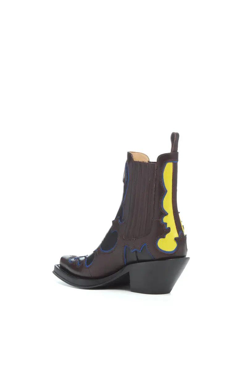 Gabriela Hearst Cassidy Cowboy Ankle Boot in Black Multi Leather | Thumbnail 3