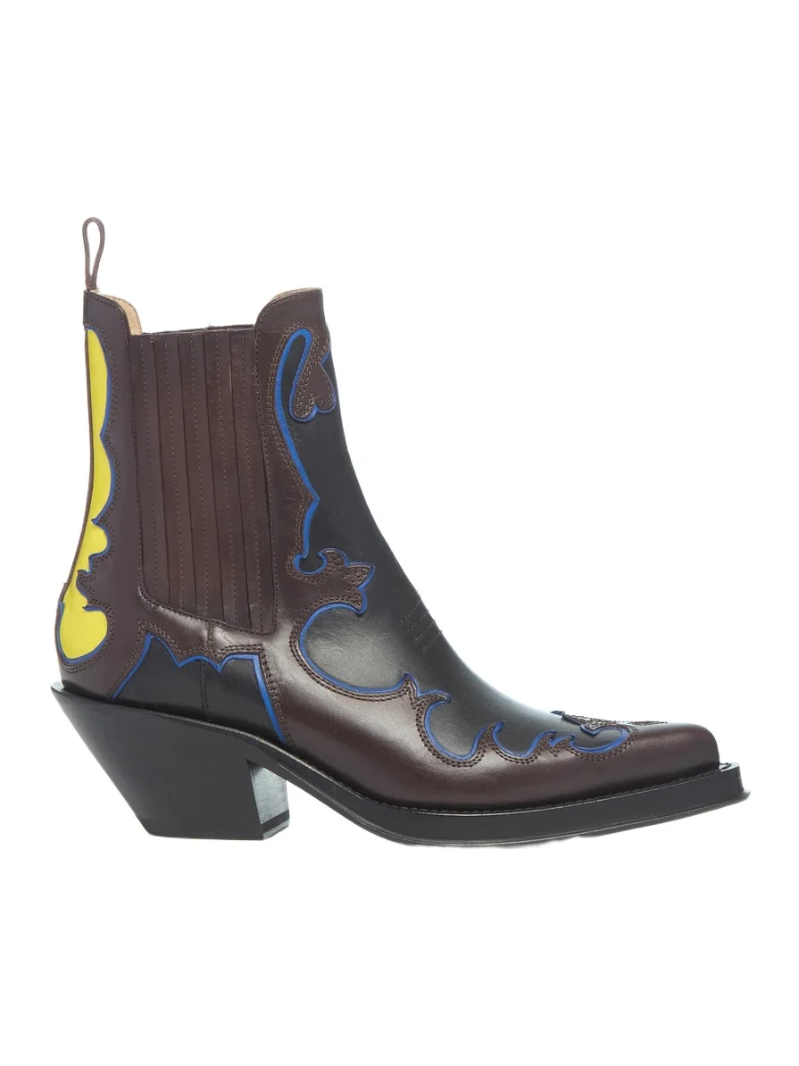 Cassidy Cowboy Ankle Boot in Black Multi Leather Cassidy Cowboy Ankle Boot in Black Multi Leather