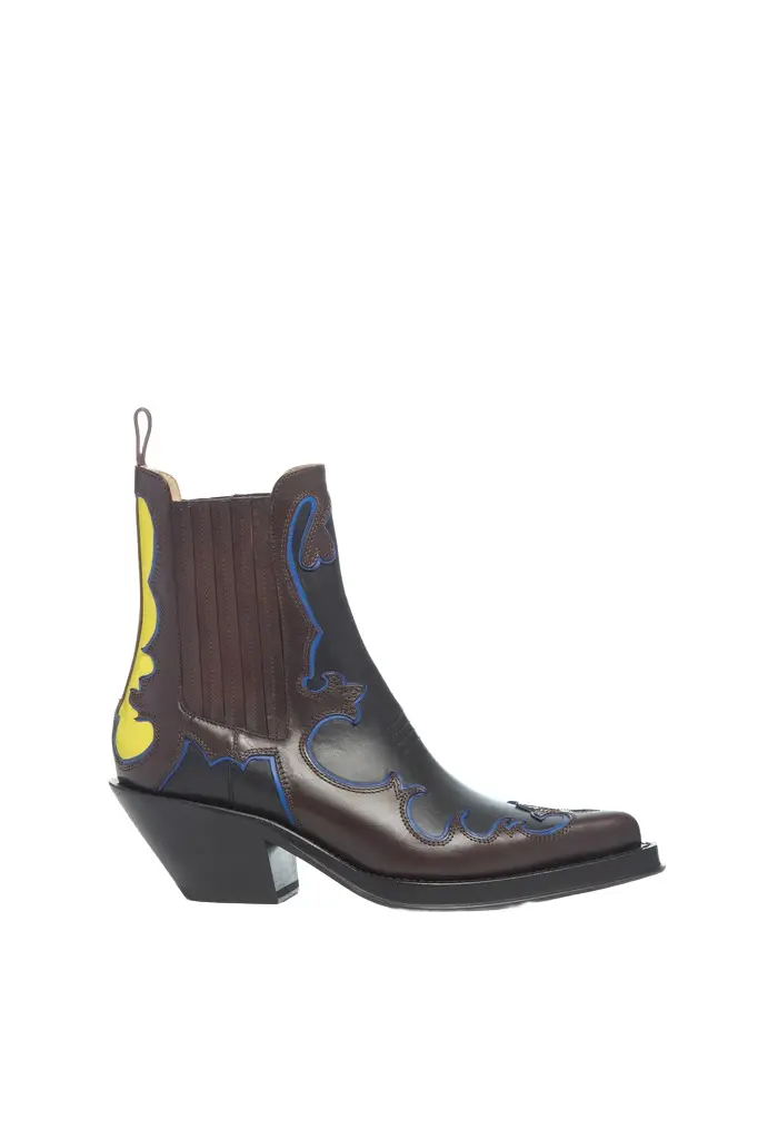 Cassidy Cowboy Ankle Boot in Black Multi Leather