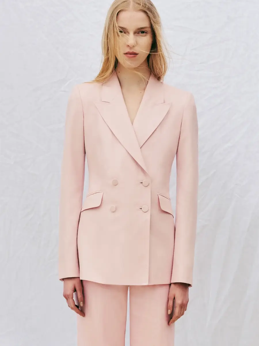 Gabriela Hearst Stephanie Blazer in Blush Virgin Wool and Silk Linen Twill | Thumbnail 2 Gabriela Hearst Stephanie Blazer in Blush Virgin Wool and Silk Linen Twill | Thumbnail 2