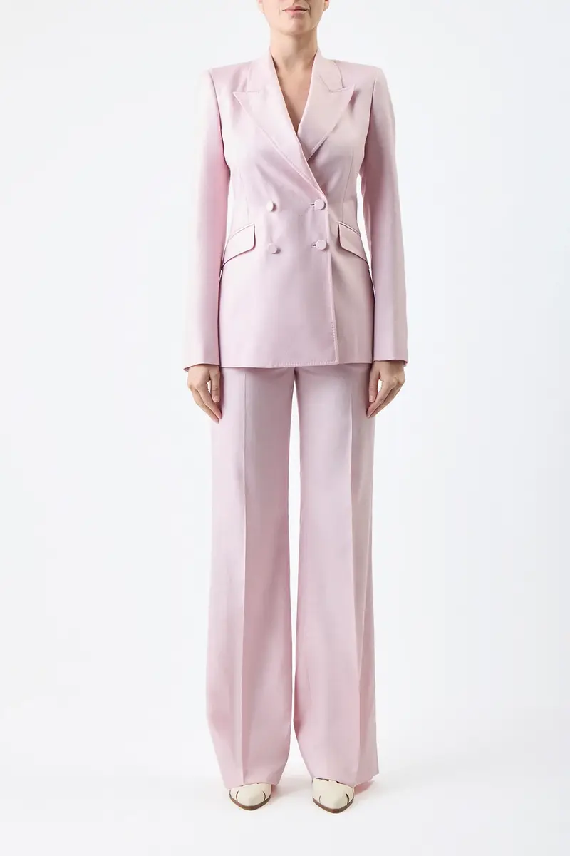 Gabriela Hearst Stephanie Blazer in Blush Virgin Wool and Silk Linen Twill | Thumbnail 3 Gabriela Hearst Stephanie Blazer in Blush Virgin Wool and Silk Linen Twill | Thumbnail 3