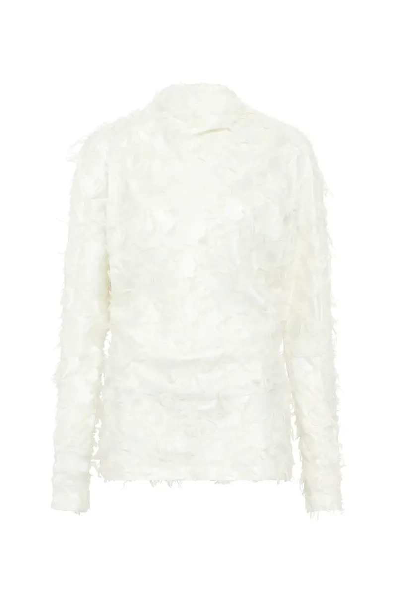 Geraldine Top in Ivory Silk Wool Fil Coupé Geraldine Top in Ivory Silk Wool Fil Coupé