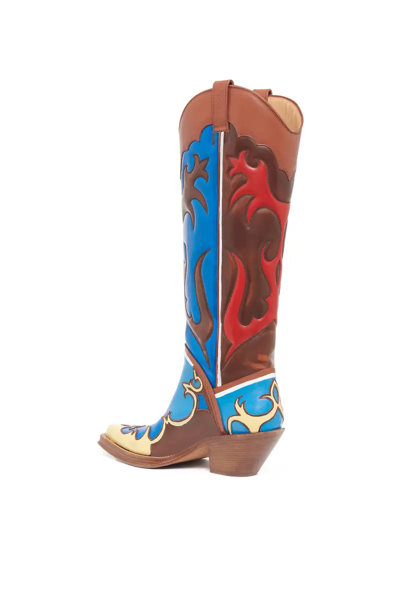 Gabriela Hearst Hand Painted Capitana Cowboy Boot in Red, Blue & Cognac Leather | Thumbnail 3 Gabriela Hearst Hand Painted Capitana Cowboy Boot in Red, Blue & Cognac Leather | Thumbnail 3