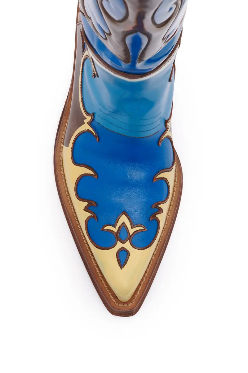 Gabriela Hearst Hand Painted Capitana Cowboy Boot in Red, Blue & Cognac Leather | Thumbnail 4 Gabriela Hearst Hand Painted Capitana Cowboy Boot in Red, Blue & Cognac Leather | Thumbnail 4