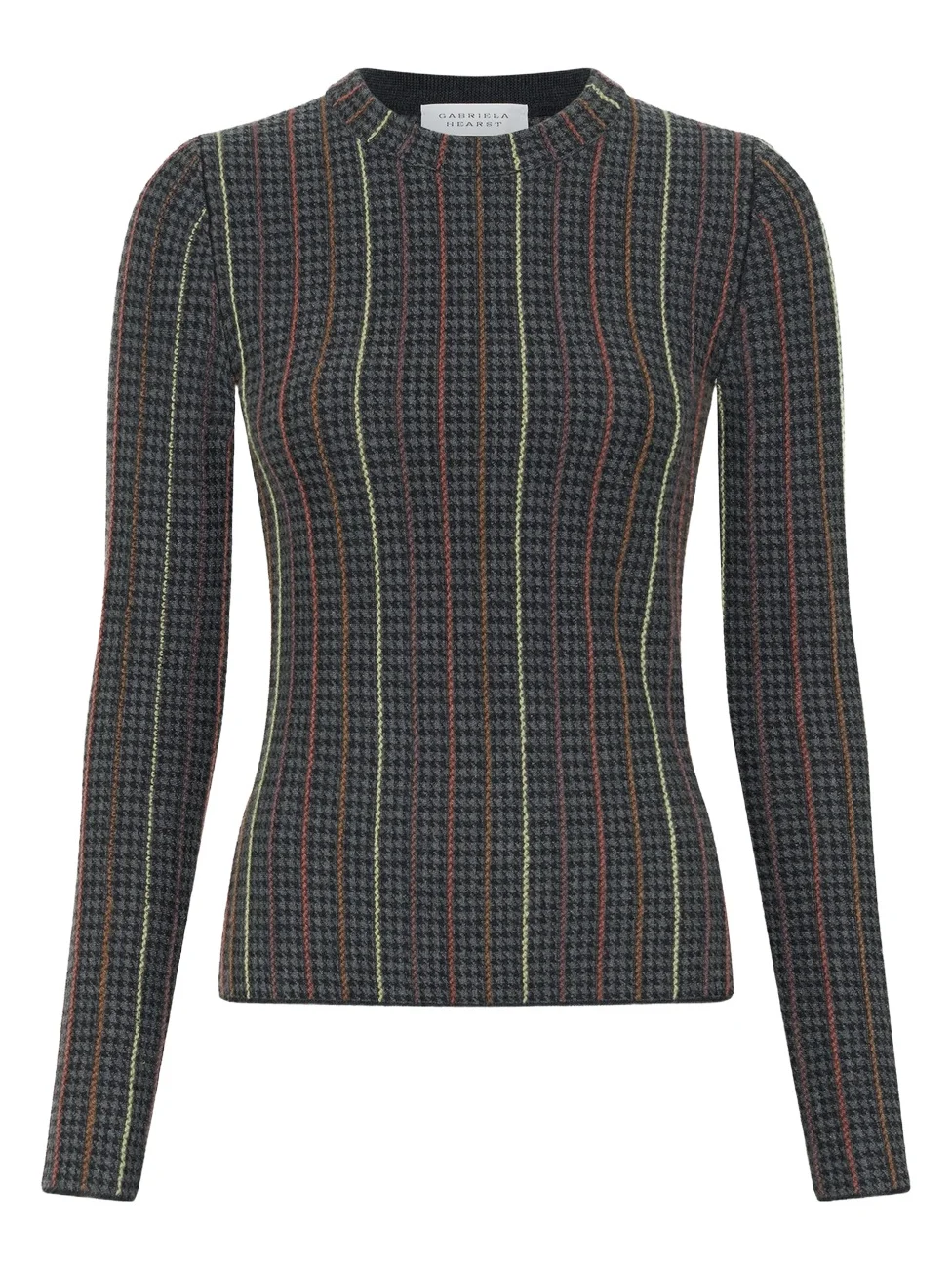 Gabriela Hearst Pons Knit Sweater in Charcoal Multi Cashmere Silk Houndstooth