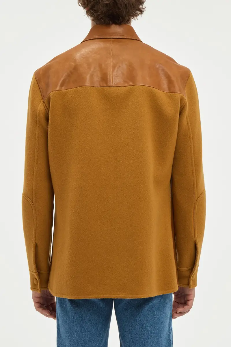 Gabriela Hearst Lucas Overshirt in Cognac Vachetta Leather & Double-face Recycled Cashmere | Thumbnail 6 Gabriela Hearst Lucas Overshirt in Cognac Vachetta Leather & Double-face Recycled Cashmere | Thumbnail 6