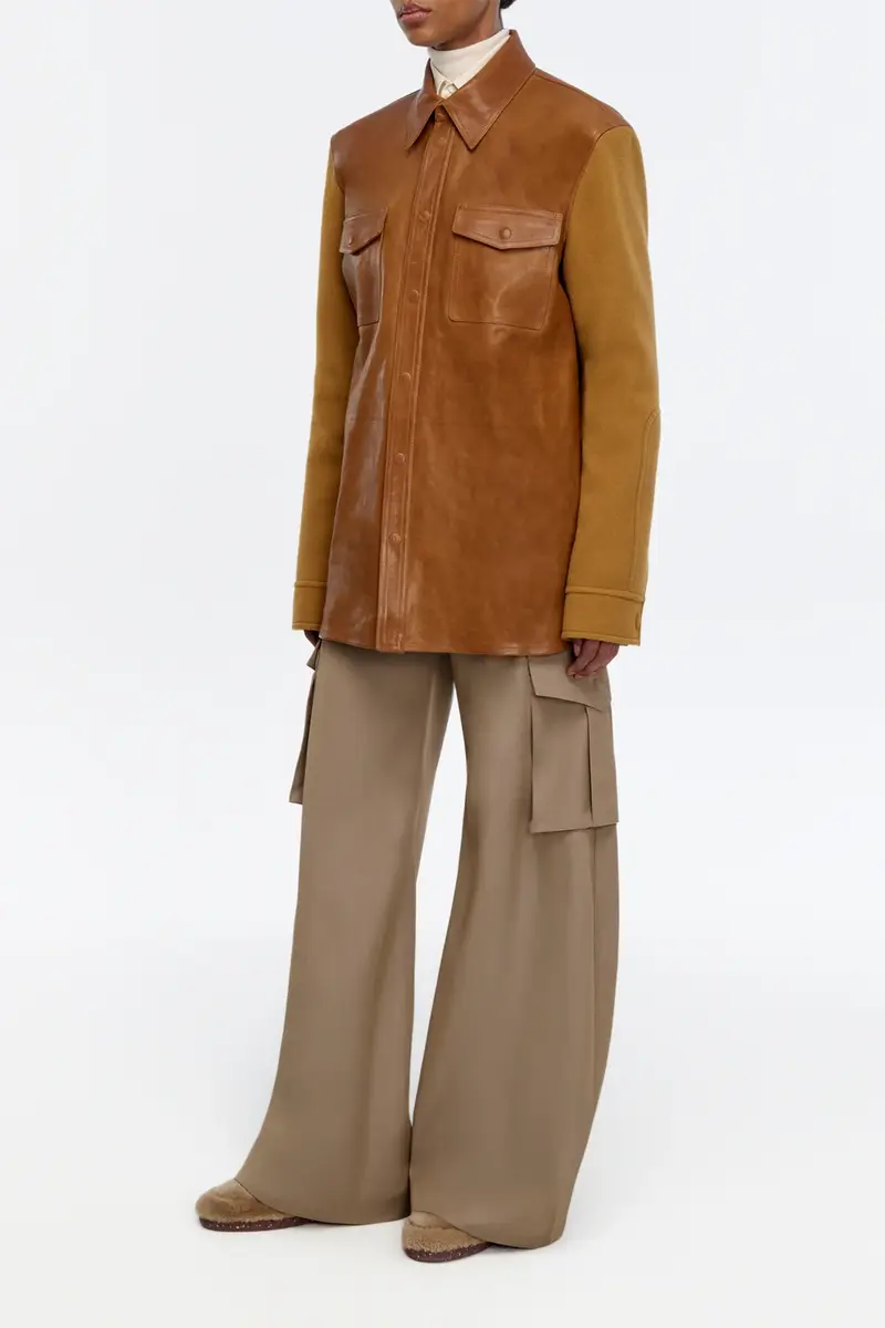 Gabriela Hearst Lucas Overshirt in Cognac Vachetta Leather & Double-face Recycled Cashmere | Thumbnail 10 Gabriela Hearst Lucas Overshirt in Cognac Vachetta Leather & Double-face Recycled Cashmere | Thumbnail 10