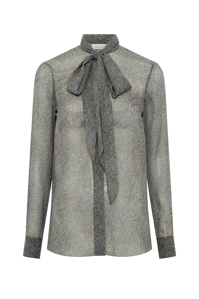 Shildon Top in Charcoal Multi Printed Silk Georgette Shildon Top in Charcoal Multi Printed Silk Georgette