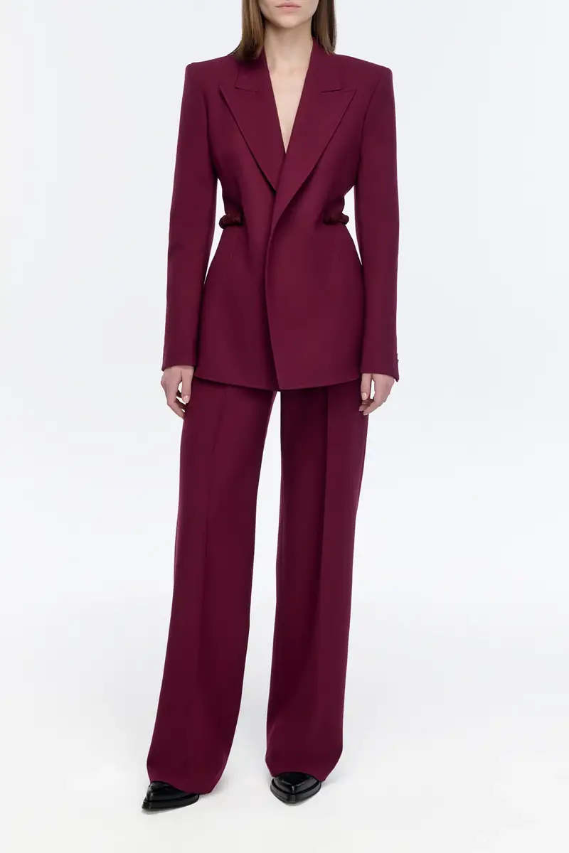 Gabriela Hearst Epona Chain Blazer in Bordeaux Recycled Virgin Wool | Thumbnail 2 Gabriela Hearst Epona Chain Blazer in Bordeaux Recycled Virgin Wool | Thumbnail 2