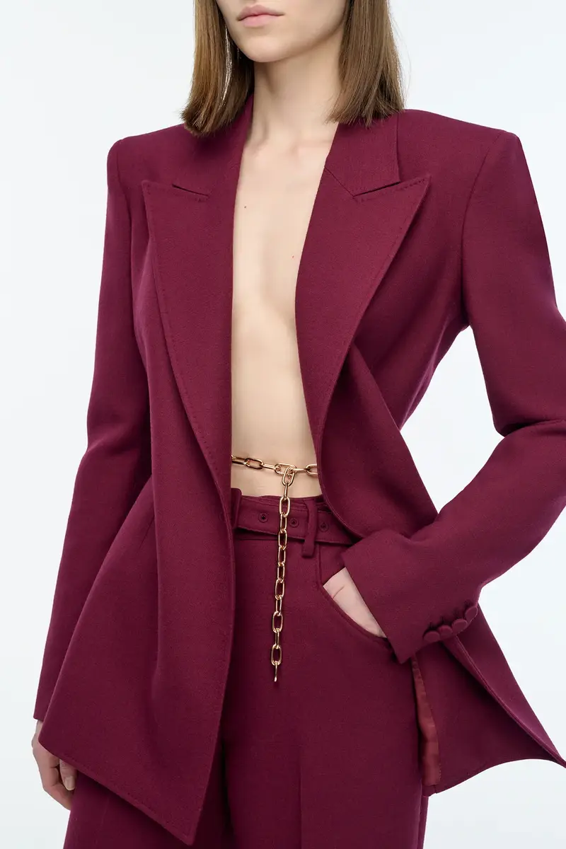 Gabriela Hearst Epona Chain Blazer in Bordeaux Recycled Virgin Wool | Thumbnail 5 Gabriela Hearst Epona Chain Blazer in Bordeaux Recycled Virgin Wool | Thumbnail 5