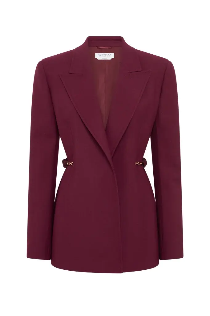 Epona Chain Blazer in Bordeaux Recycled Virgin Wool Epona Chain Blazer in Bordeaux Recycled Virgin Wool