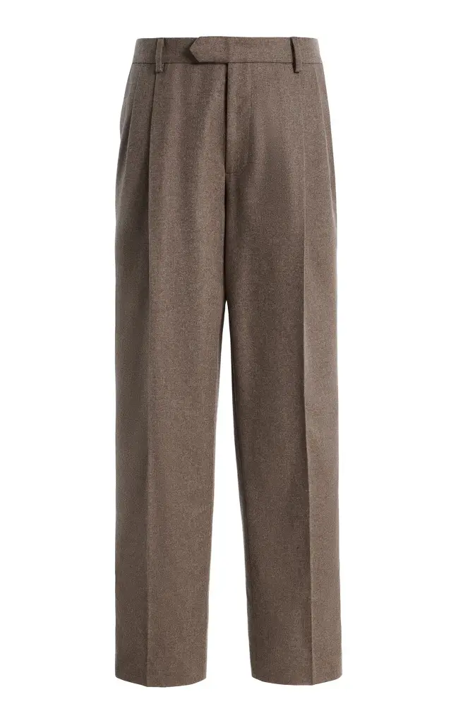 Gabriela Hearst Arthur Pleated Pant in Walnut Wool Cashmere Flannel