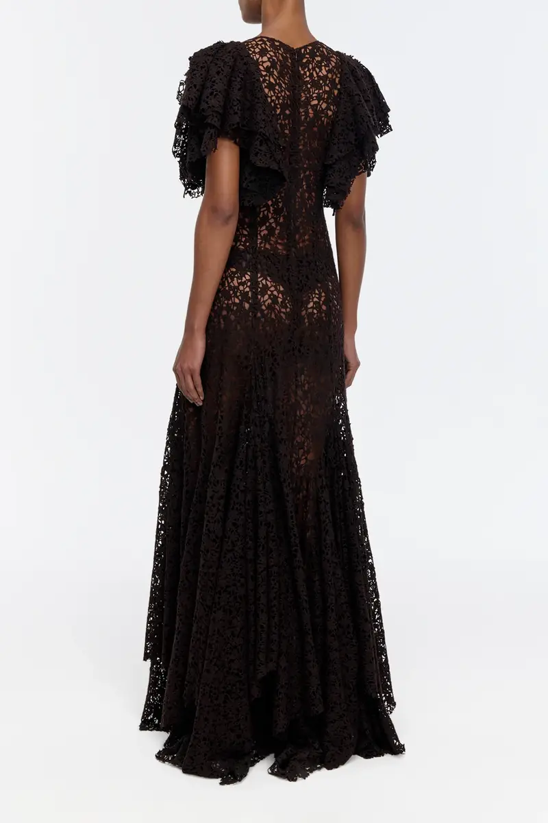 Gabriela Hearst Lulsy Dress in Chocolate Floral Cashmere Lace | Thumbnail 5 Gabriela Hearst Lulsy Dress in Chocolate Floral Cashmere Lace | Thumbnail 5