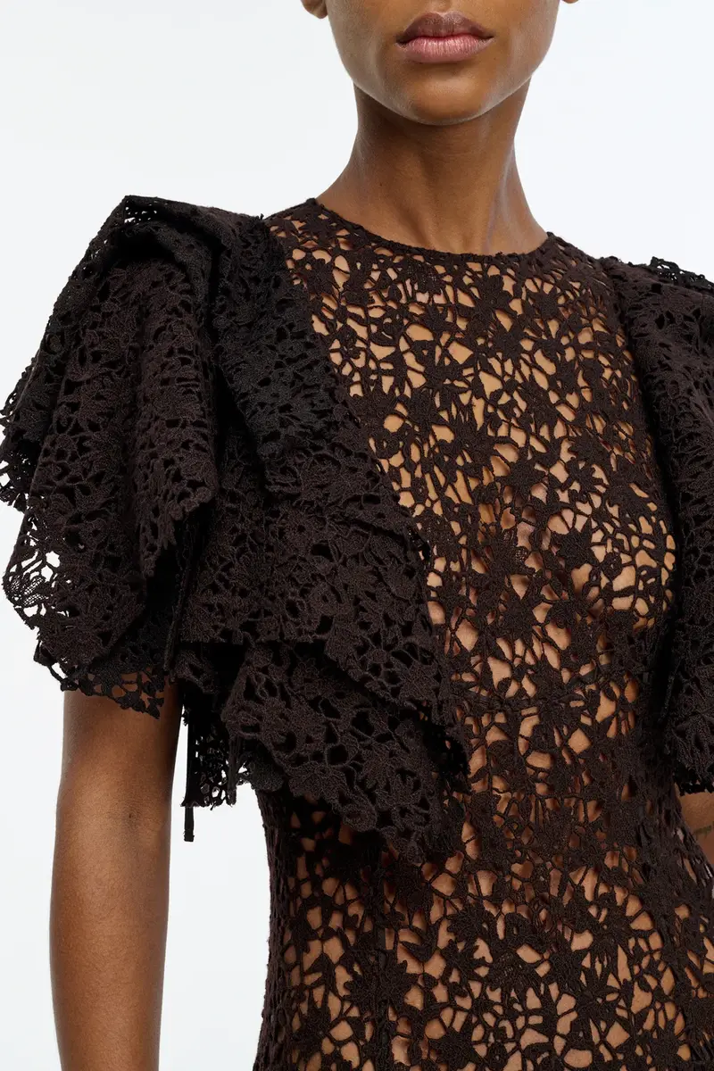 Gabriela Hearst Lulsy Dress in Chocolate Floral Cashmere Lace | Thumbnail 7 Gabriela Hearst Lulsy Dress in Chocolate Floral Cashmere Lace | Thumbnail 7