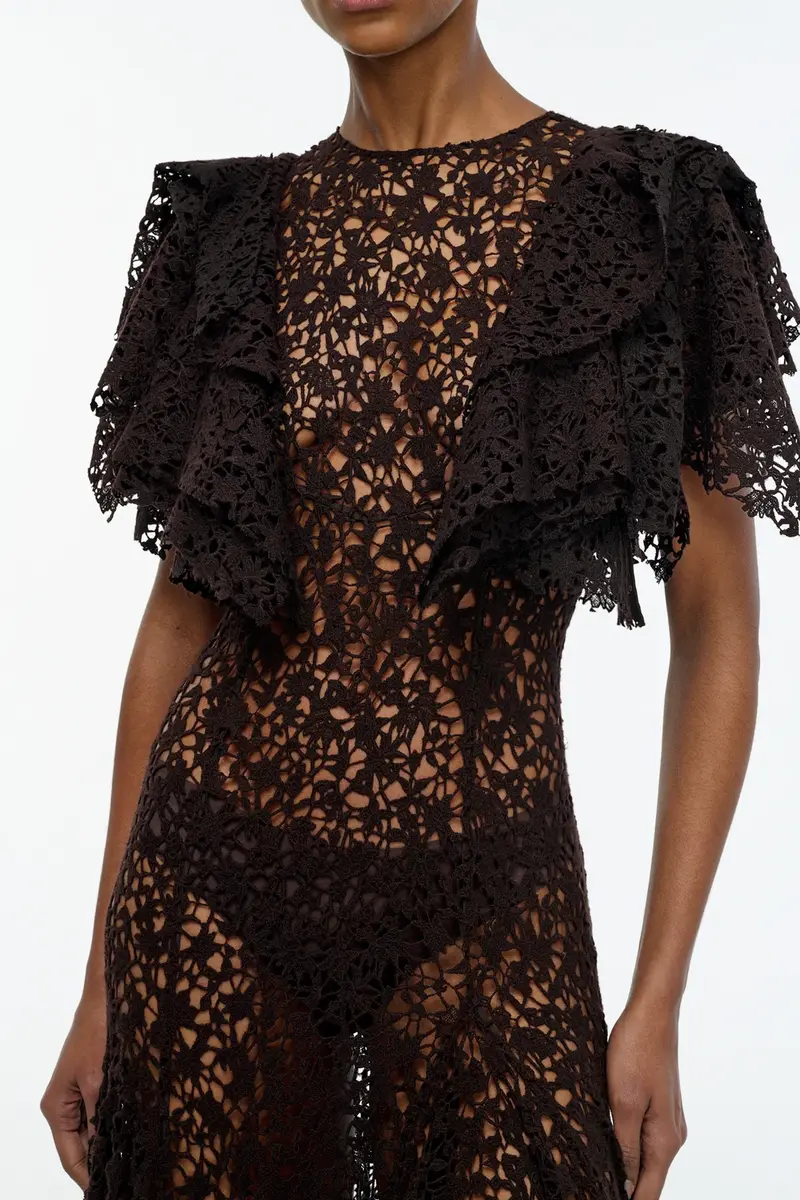 Gabriela Hearst Lulsy Dress in Chocolate Floral Cashmere Lace | Thumbnail 8 Gabriela Hearst Lulsy Dress in Chocolate Floral Cashmere Lace | Thumbnail 8