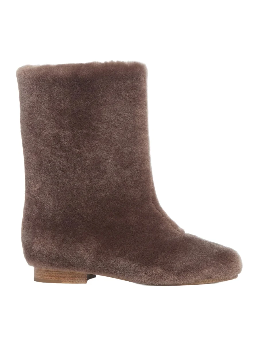 Gabriela Hearst Tina Ankle Boot in Mocha Shearling