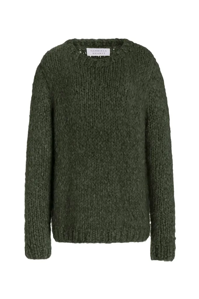 Gabriela Hearst Lawrence Knit Sweater in Deep Olive Welfat Cashmere