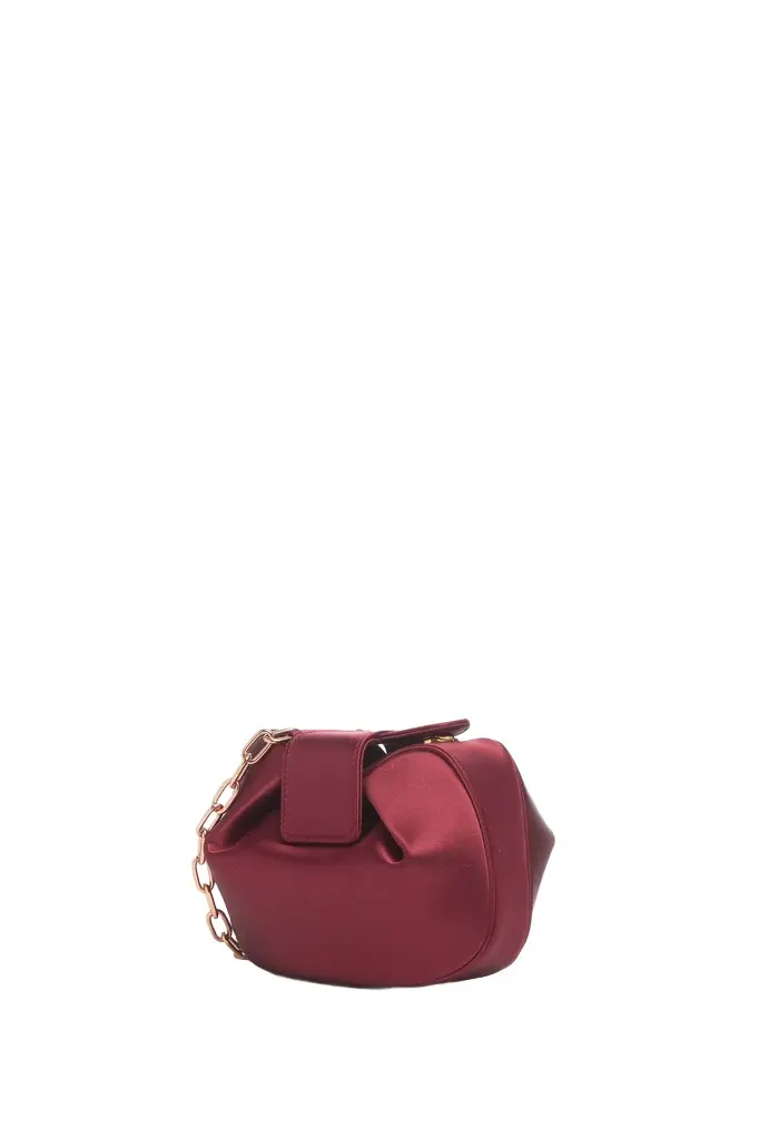 Soft Demi Clutch In Bordeaux Satin Soft Demi Clutch In Bordeaux Satin