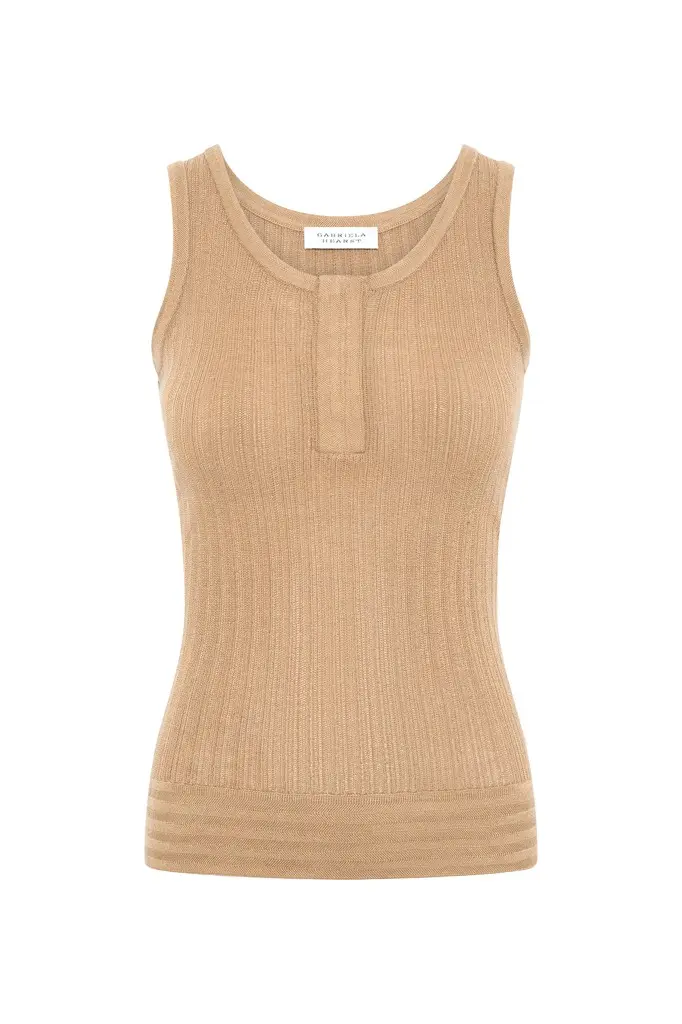 Alethe Knit Tank Top in Camel Cashmere Silk Alethe Knit Tank Top in Camel Cashmere Silk