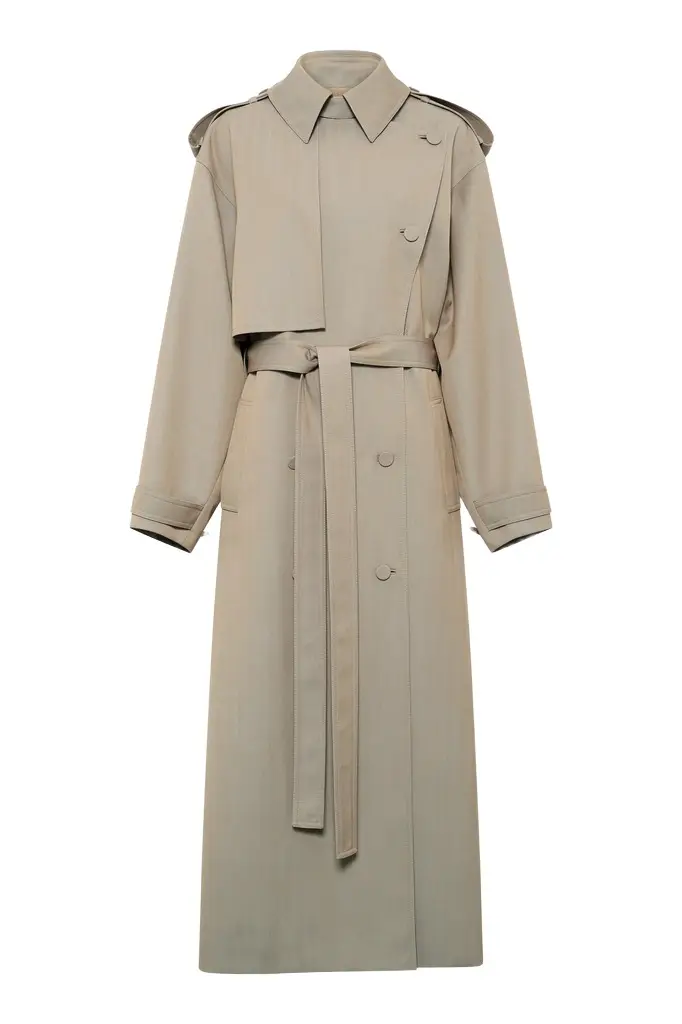 Tellus Trench Coat in Camel Cross-dyed Wool Tellus Trench Coat in Camel Cross-dyed Wool