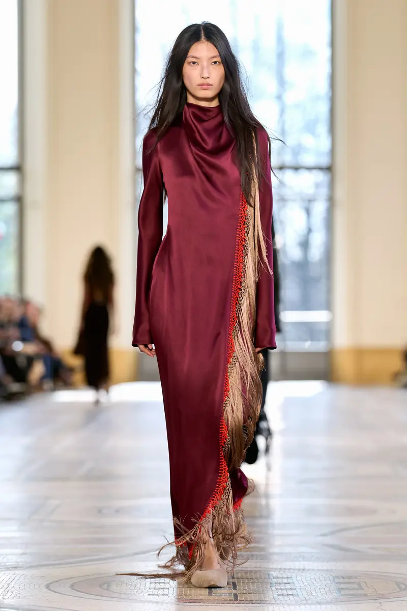 Gabriela Hearst Anne Dress in Bordeaux Silk Satin with Silk Macrame | Thumbnail 2 Gabriela Hearst Anne Dress in Bordeaux Silk Satin with Silk Macrame | Thumbnail 2
