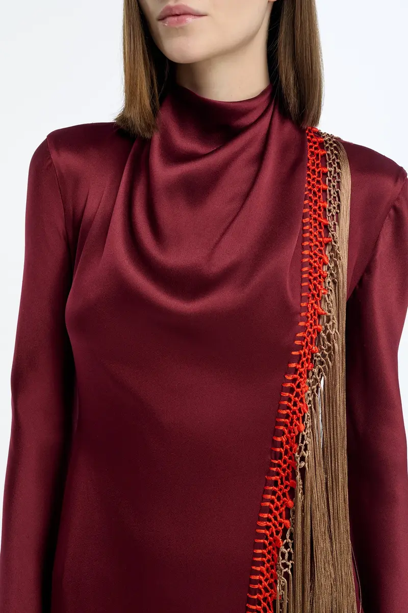 Gabriela Hearst Anne Dress in Bordeaux Silk Satin with Silk Macrame | Thumbnail 6 Gabriela Hearst Anne Dress in Bordeaux Silk Satin with Silk Macrame | Thumbnail 6